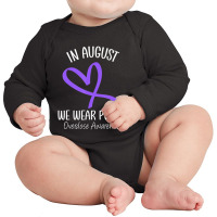 Heart Ribbon August We Wear Purple Overdose Awareness Month Long Sleeve Baby Bodysuit | Artistshot