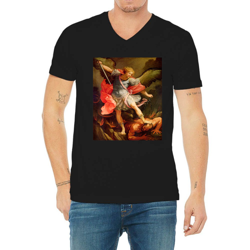 Angels Archangel Michael Defeating Satan Christian Warrior V-neck Tee | Artistshot