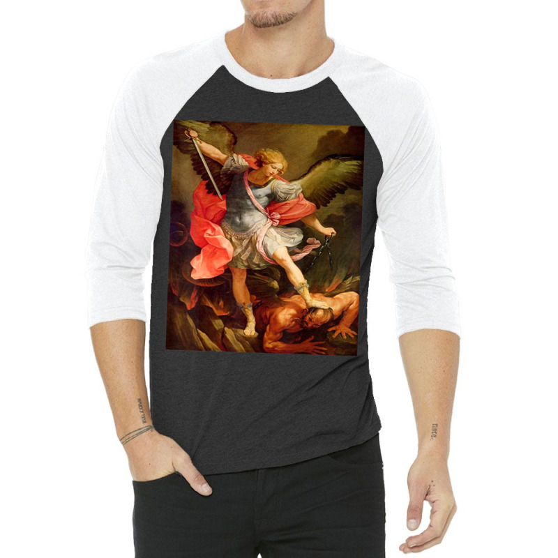 Angels Archangel Michael Defeating Satan Christian Warrior 3/4 Sleeve Shirt | Artistshot