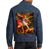 Angels Archangel Michael Defeating Satan Christian Warrior Men Denim Jacket | Artistshot