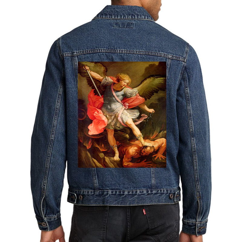 Angels Archangel Michael Defeating Satan Christian Warrior Men Denim Jacket | Artistshot