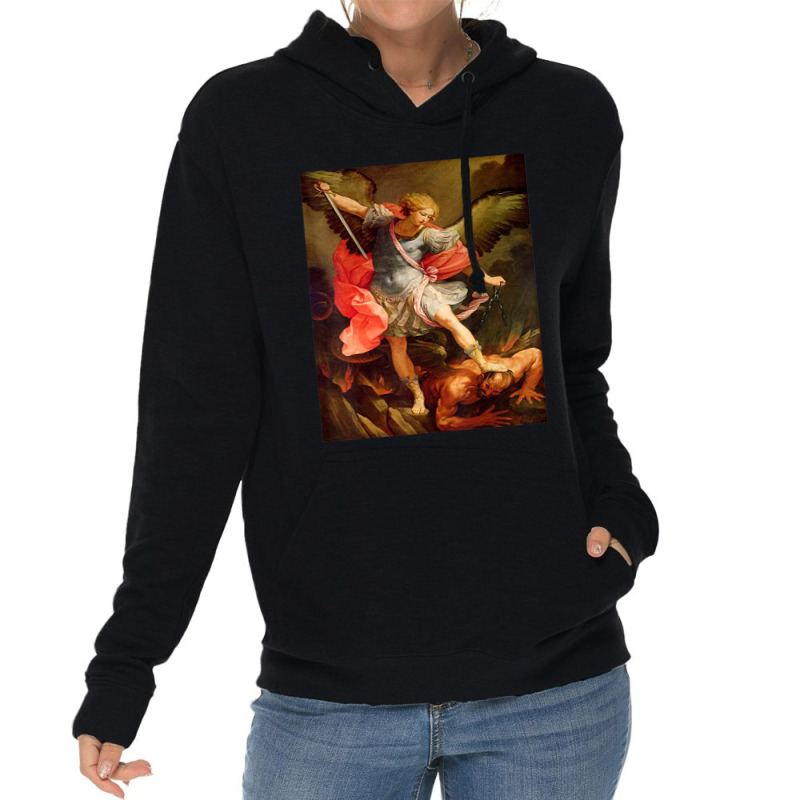 Angels Archangel Michael Defeating Satan Christian Warrior Lightweight Hoodie | Artistshot