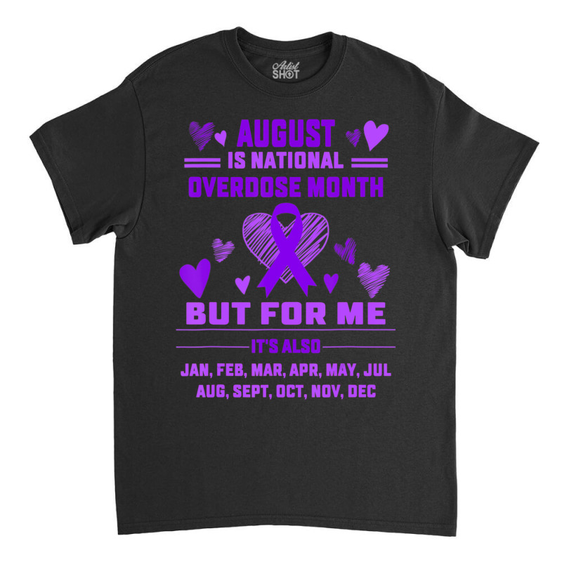 Heart Ribbon June Is National Overdose Awareness Classic T-shirt | Artistshot