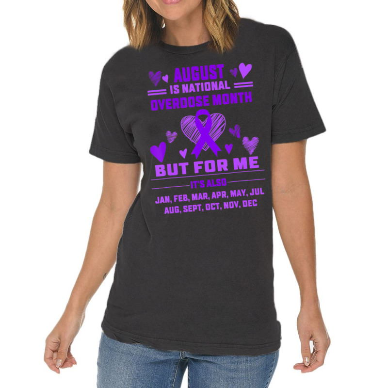 Heart Ribbon June Is National Overdose Awareness Vintage T-shirt | Artistshot