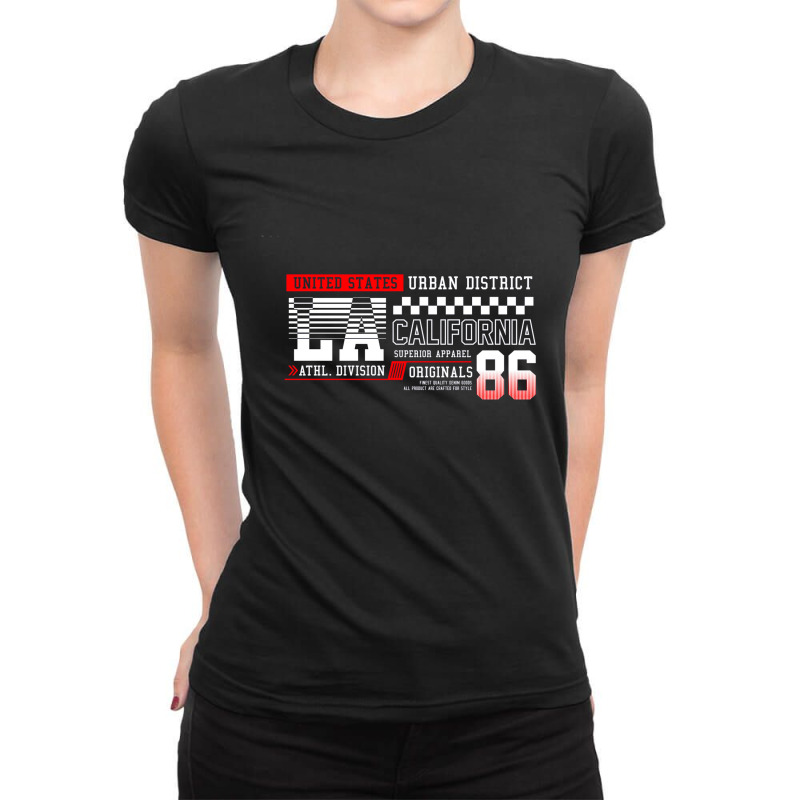 La Usa California 86 Ladies Fitted T-Shirt by Disgus_Thing | Artistshot