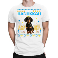 Dachshund Chanukah Jewish Ugly Hanukkah Sweater Pajama T-shirt | Artistshot