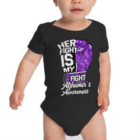 Her Fight Is My Fight Glove Purple Alzheimer's Awareness Baby Bodysuit | Artistshot