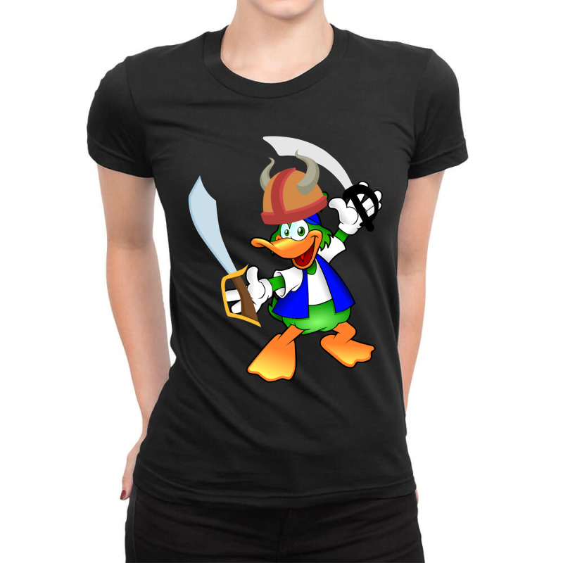 Duck With A Sword Funny 2022 Ladies Fitted T-Shirt by cm-arts | Artistshot