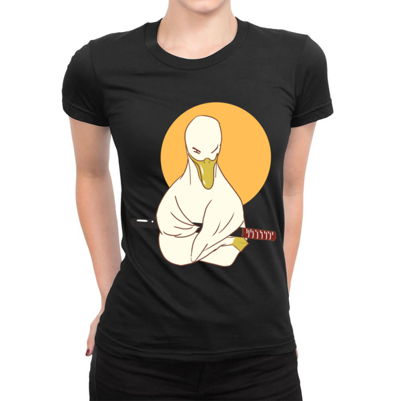 Duck With A Sword Funny Cute Ladies Fitted T-Shirt by cm-arts | Artistshot