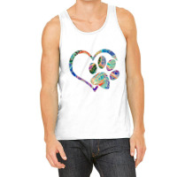 Animal Rescue Dog Paw Print Tie Dye Rainbow Dog Love Tank Top | Artistshot