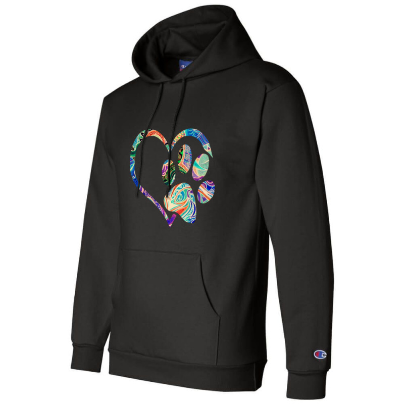 Animal Rescue Dog Paw Print Tie Dye Rainbow Dog Love Champion Hoodie | Artistshot