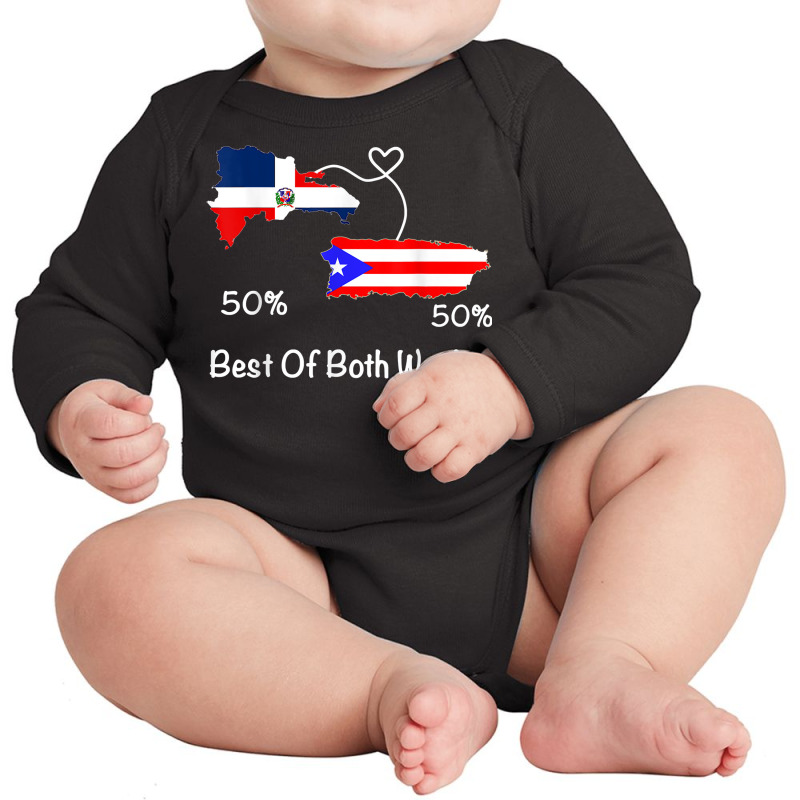 Half Puerto Rican Half Dominican Flag Map Combined Pr Rd T Shirt Long Sleeve Baby Bodysuit by cm-arts | Artistshot