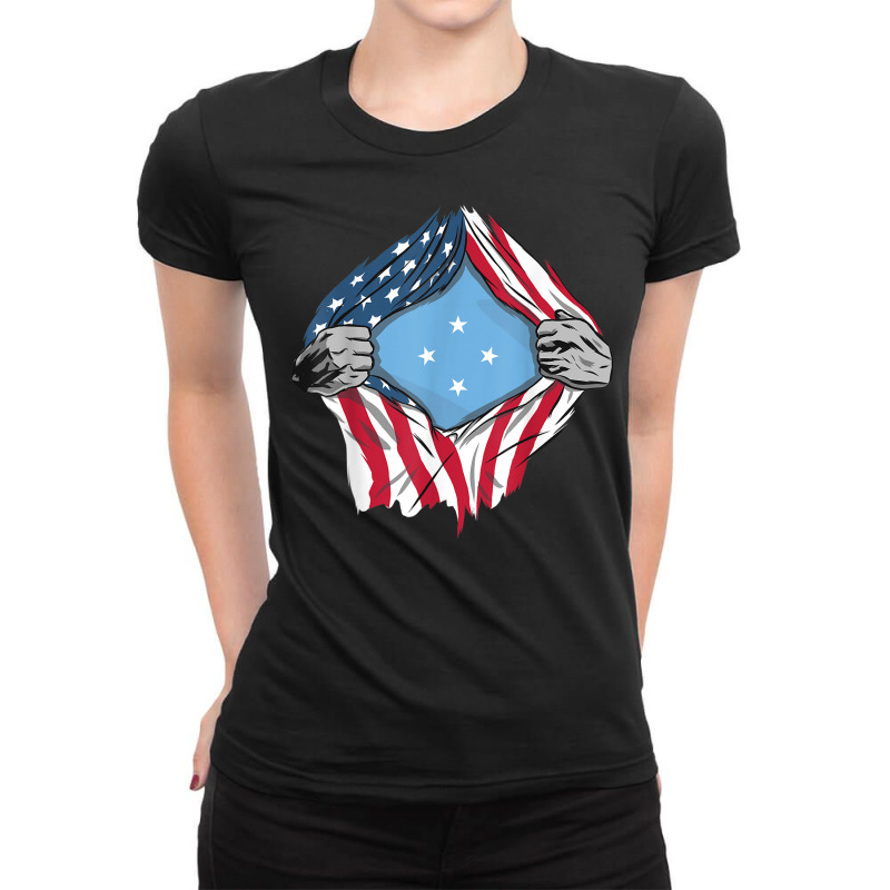 Micronesian American Blood Inside Me   Country Flags T Shirt Ladies Fitted T-Shirt by cm-arts | Artistshot