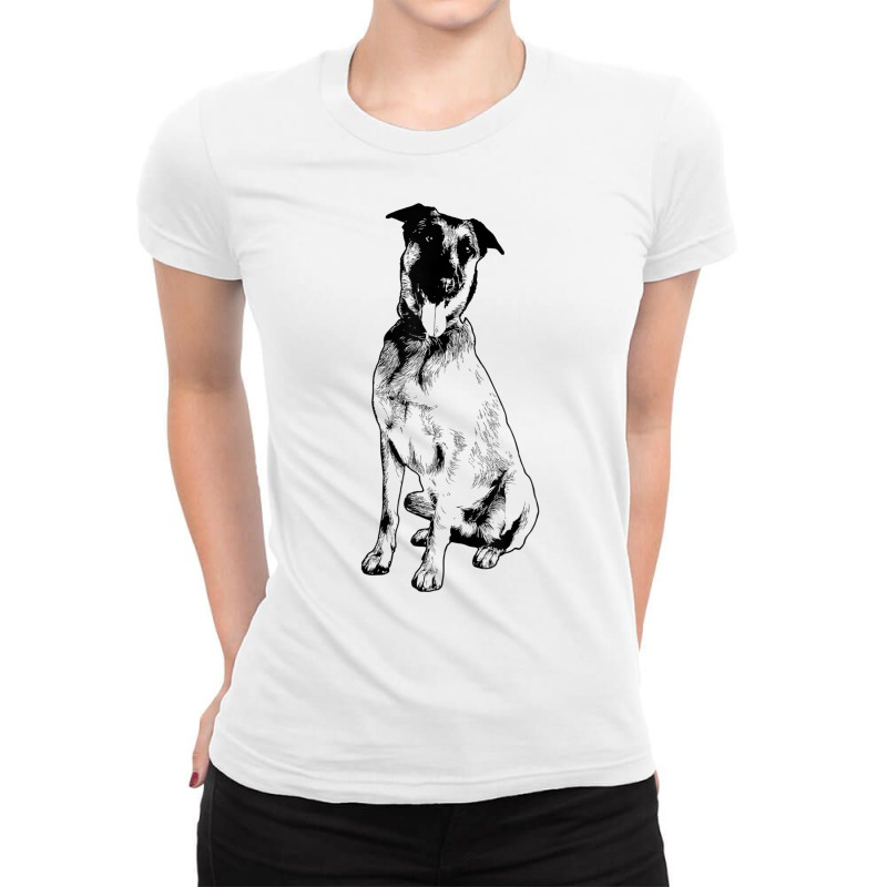 Belgian Malinois Dog Breed Tongue Out Belgian Shepherd Funny T Shirt Ladies Fitted T-Shirt by cm-arts | Artistshot