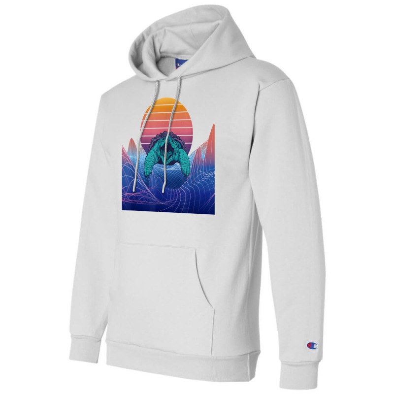 Aligator Snapping Turtle Vaporwave Landscape Reptile Lover T Shirt Champion Hoodie | Artistshot