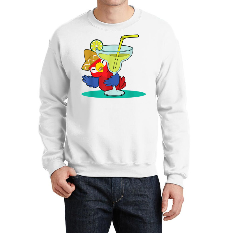 Tropical Summer Vacation Birds Parrots Drinking Margarita T Shirt Crewneck Sweatshirt by cm-arts | Artistshot