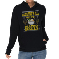 Deck Halls Matzo Funny Hanukkah Ugly Christmas Quote Gift Lightweight Hoodie | Artistshot