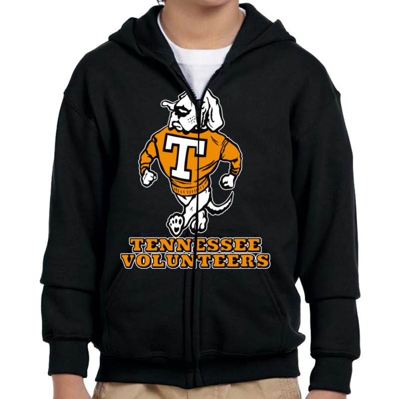 Vintage Tennessee Vols Mascot - Front And Back Design Youth Zipper Hoodie by cm-arts | Artistshot