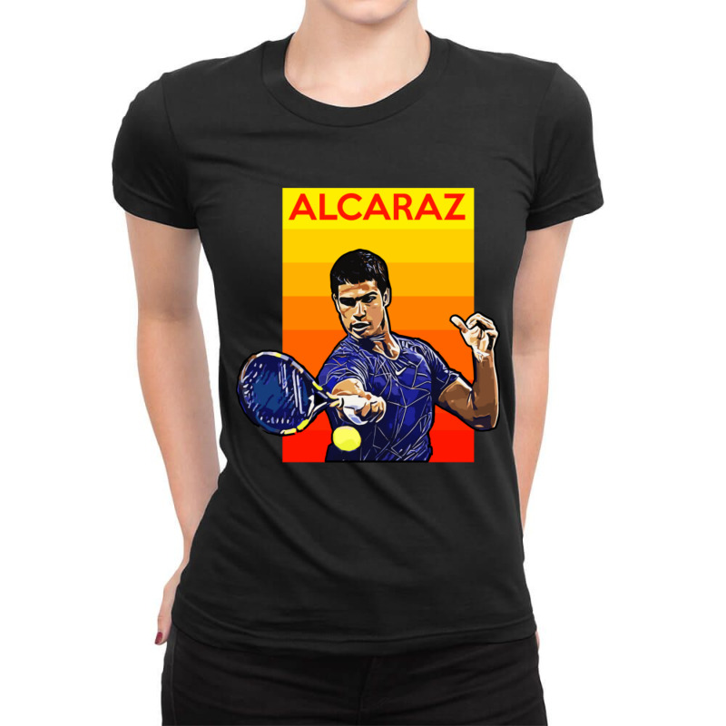 Carlos Alcaraz Tennis Champion Ladies Fitted T-Shirt by cm-arts | Artistshot