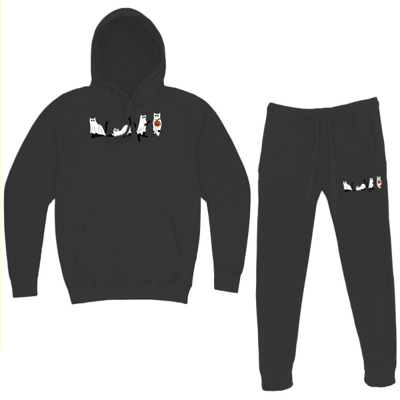 Black Cats And Pumpkin Halloween Cat Lovers Costume Ghost Hoodie & Jogger Set | Artistshot