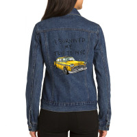 I Survived My Trip To Nyc New York City On Taxi Funny Ladies Denim Jacket | Artistshot