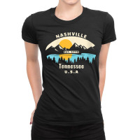 Womens Nashville Tennessee Souvenir Mountain Sunset River V Neck T Shi Ladies Fitted T-shirt | Artistshot