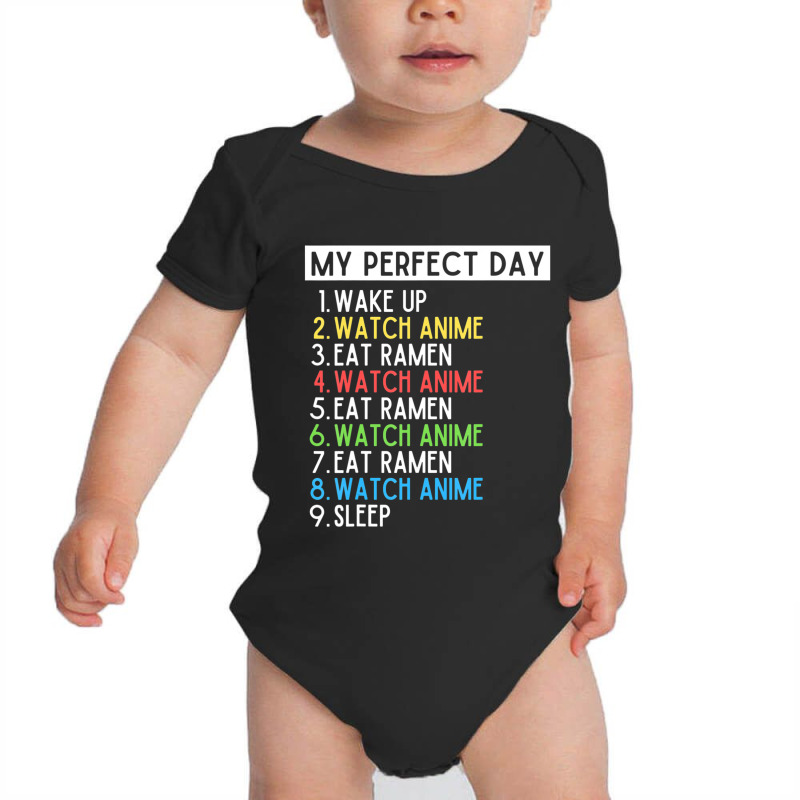 Anime And Ramen Lover Sleep Eat Repeat My Perfect Day Baby Bodysuit by cm-arts | Artistshot