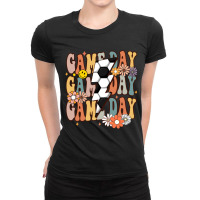 Game Day Soccer Season Groovy Soccer Lightning Bolt Long Sleeve T Shir Ladies Fitted T-shirt | Artistshot