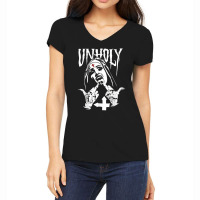 Satanic Nun Tattoos Unholy, Satanic Nun, Satan Bad Nun, Tattoos Unholy Women's V-neck T-shirt | Artistshot