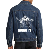 Ice Hockey Player Goalie Men Denim Jacket | Artistshot