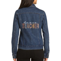 Dance Teacher Leopard Appreciation For Work Ladies Denim Jacket | Artistshot