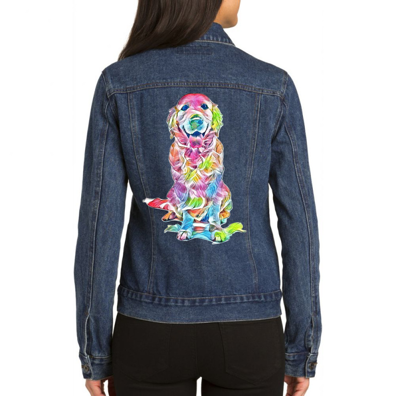 Golden Retriever Ladies Denim Jacket by Kemnabi | Artistshot