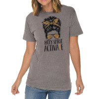 Holy Spirit Activate Black Mom Life Leopard Messy Bun T Shirt Vintage T-shirt | Artistshot