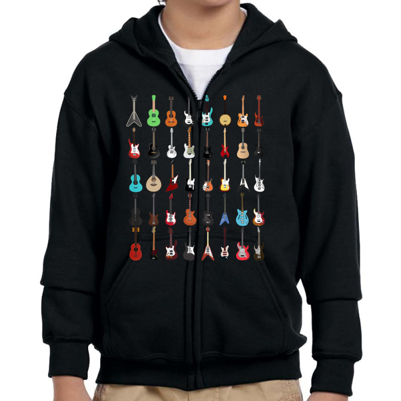 Guitar Musical Instrument (rock N Roll Tee) Youth Zipper Hoodie by Kosdapen517 | Artistshot