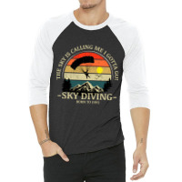 Skydiving Adventures Sky Is Calling Parachutes On Vintage Sunset Retro 3/4 Sleeve Shirt | Artistshot