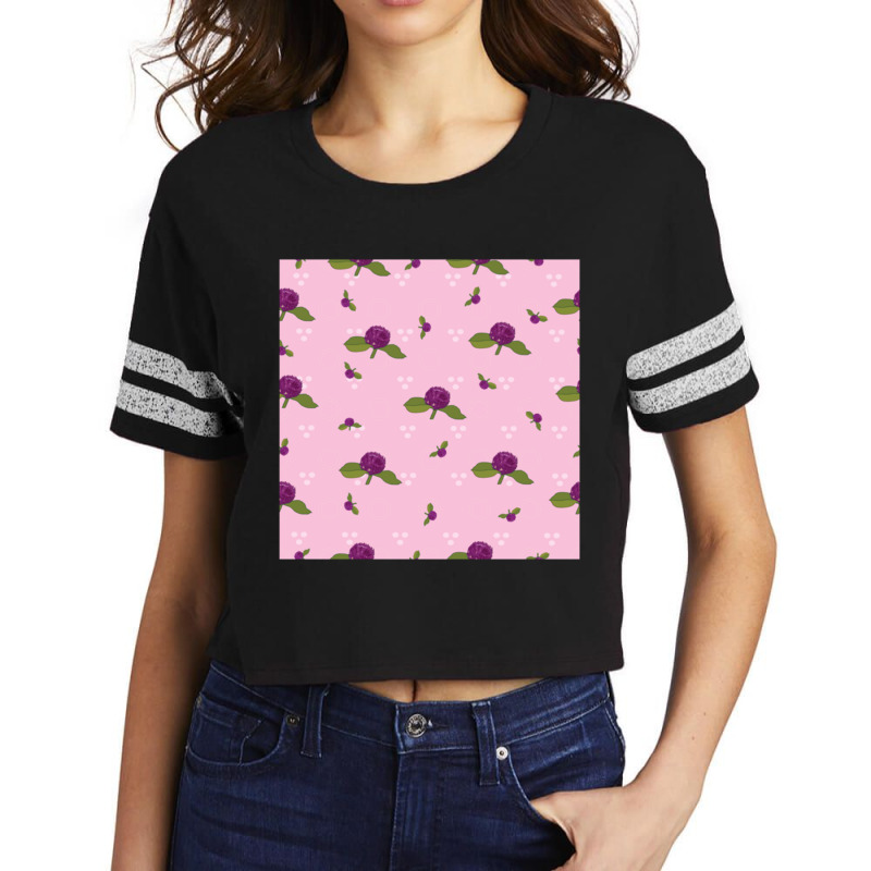 Globe Amaranth- Vadamalli -seamless Pattern For Onam Trends Scorecard Crop Tee by cm-arts | Artistshot