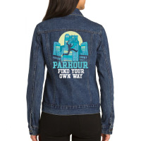 Parkour Free Running Training Traceur Freerunner Jumping T Shirt Ladies Denim Jacket | Artistshot