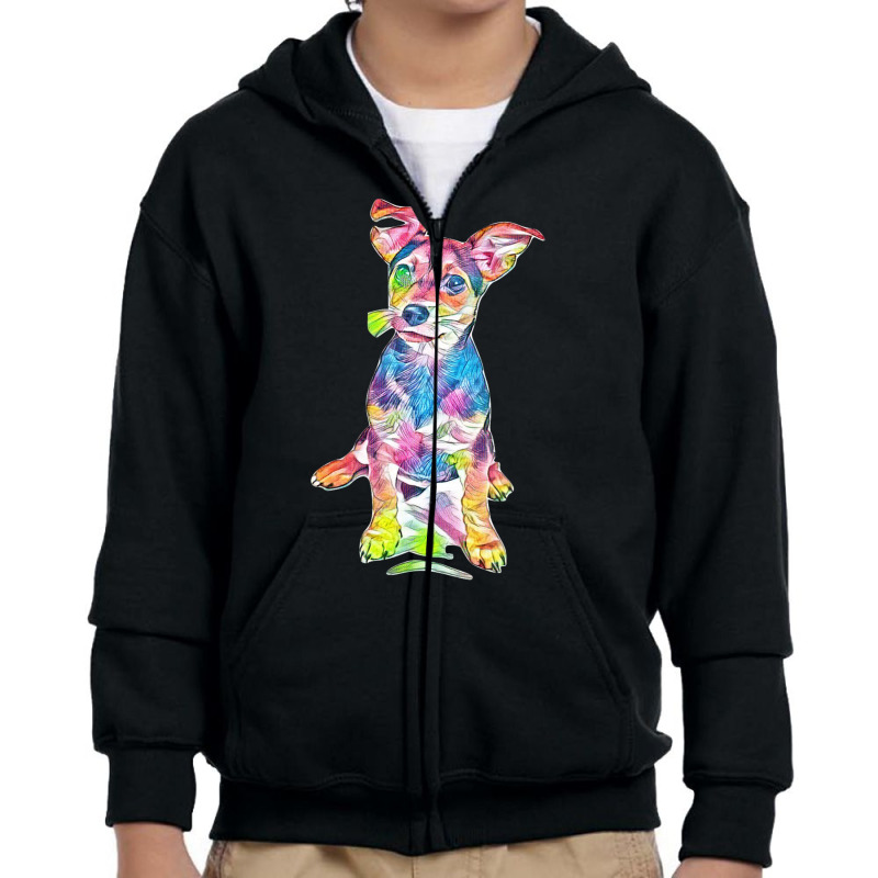 Dog With Perky Ears Youth Zipper Hoodie by Kemnabi | Artistshot