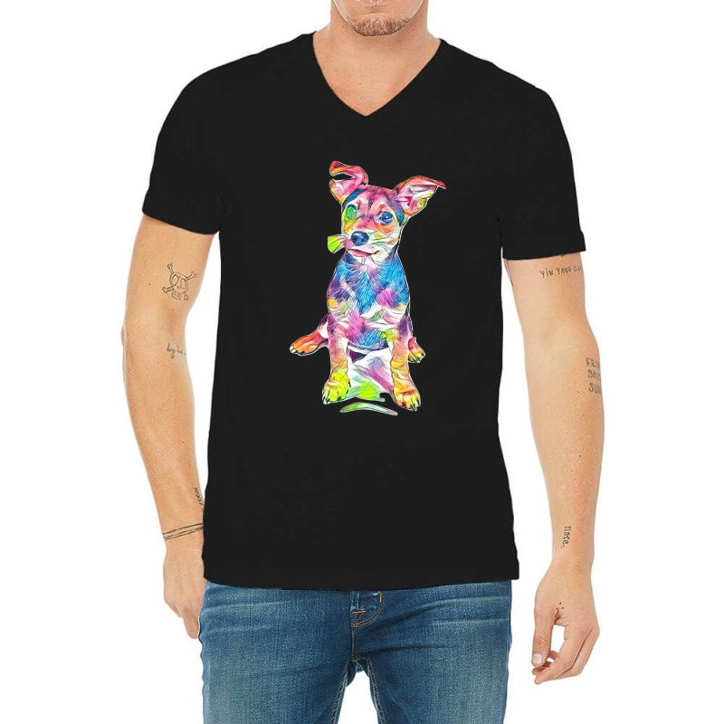 Dog With Perky Ears V-Neck Tee by Kemnabi | Artistshot