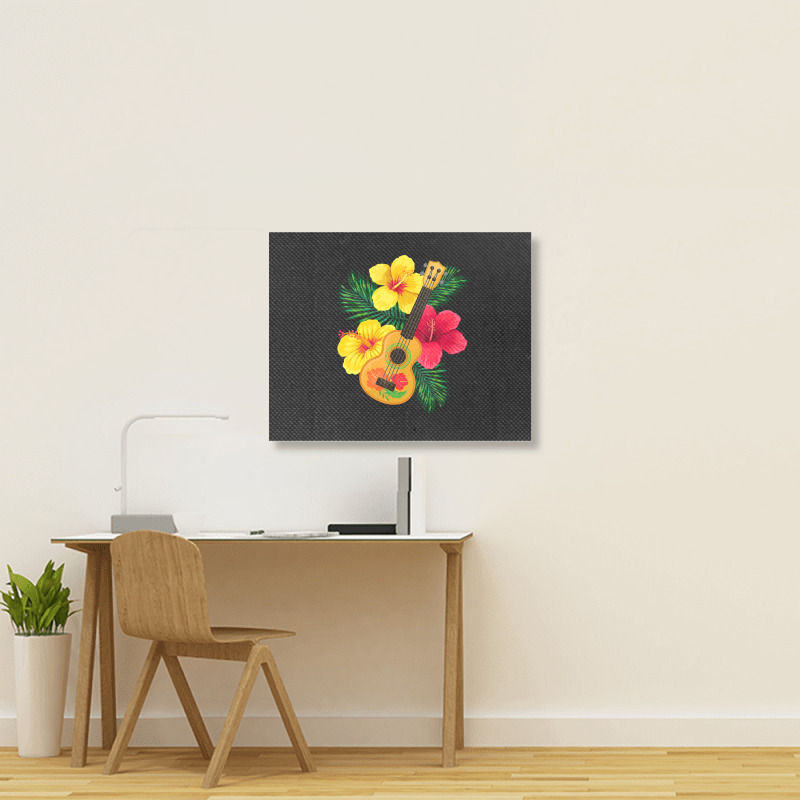 Hawaiian Ukulele Lute Guitar Hibiscus Landscape Canvas Print | Artistshot