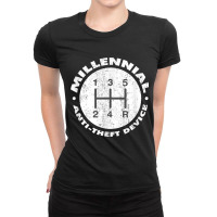 Millennial Anti Theft Device Manual Shift Funny T Shirt Ladies Fitted T-shirt | Artistshot