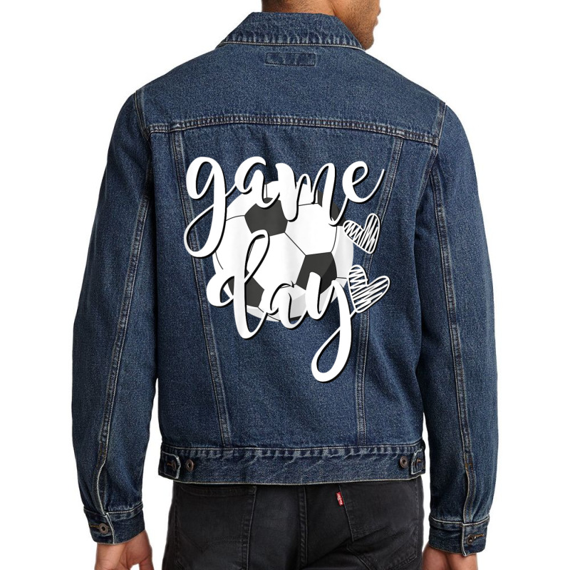 Game Day Soccer Ball With Hearts Soccer Mom Soccer Player Men Denim Jacket by Koyanho62 | Artistshot