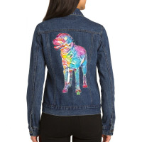 Black Labrador Front View Ladies Denim Jacket | Artistshot