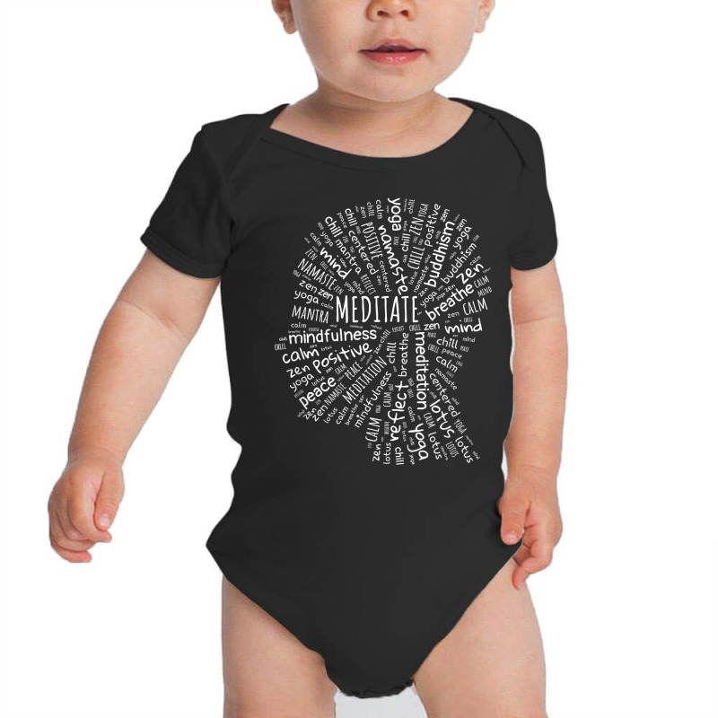 Meditate Mindfulness Zen Buddha Yoga Wordart T Shirt Baby Bodysuit by cm-arts | Artistshot