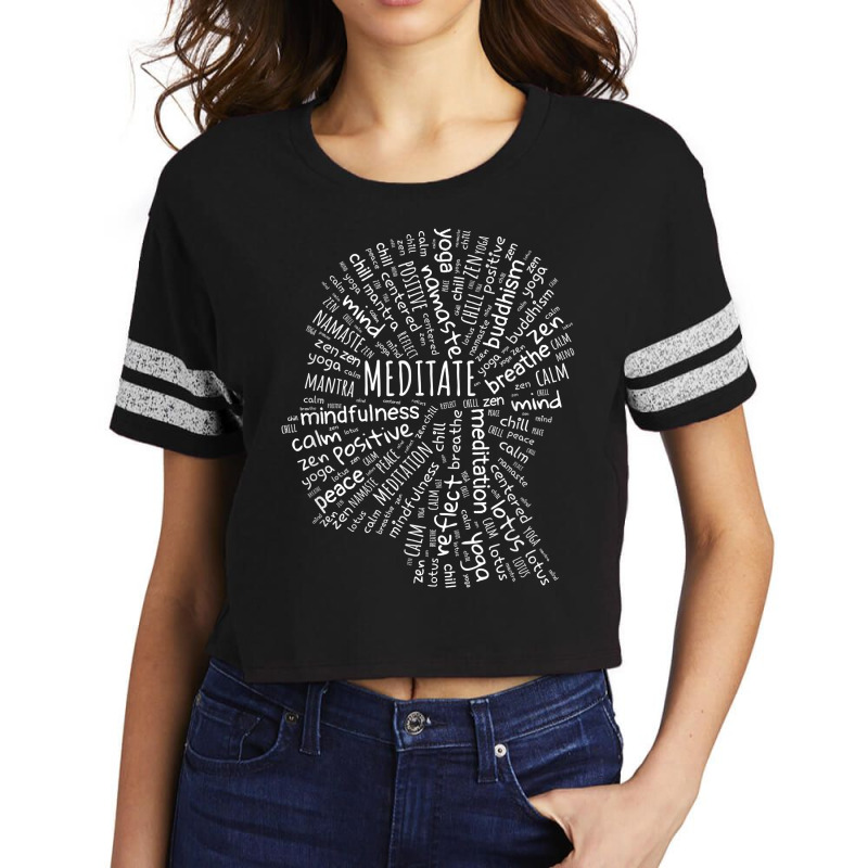 Meditate Mindfulness Zen Buddha Yoga Wordart T Shirt Scorecard Crop Tee by cm-arts | Artistshot