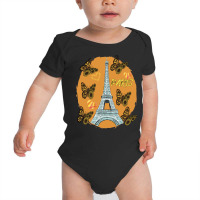 Love Paris Hearts Eiffel Tower Butterfly France Love French Long Sleev Baby Bodysuit | Artistshot