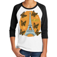 Love Paris Hearts Eiffel Tower Butterfly France Love French Long Sleev Youth 3/4 Sleeve | Artistshot