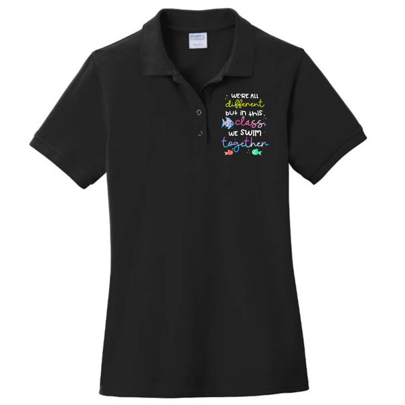 We're All Different But In This Class We Swim Together Ladies Polo Shirt by cm-arts | Artistshot