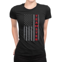 Teamster American Flag Patriotic Truck Driver Us Trucking Pullover Hoo Ladies Fitted T-shirt | Artistshot