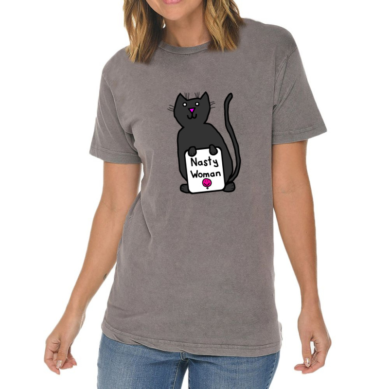 Cute Cat With Nasty Woman Sign  Kamala Vintage T-shirt | Artistshot